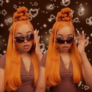 24” Ginger 4x4 T-Part Lace Closure Human Hair Wig